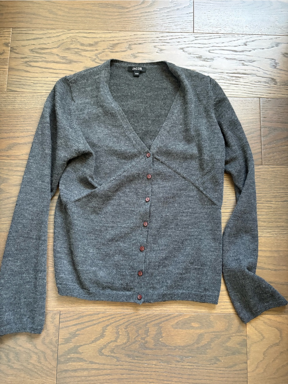 JACOB Dark Charcoal V-Neck Button Cardigan